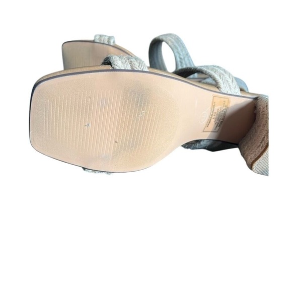 Woven Braided Double Strap Block Heel Sandals in Natural Beige Summer Mules - Picture 8 of 9